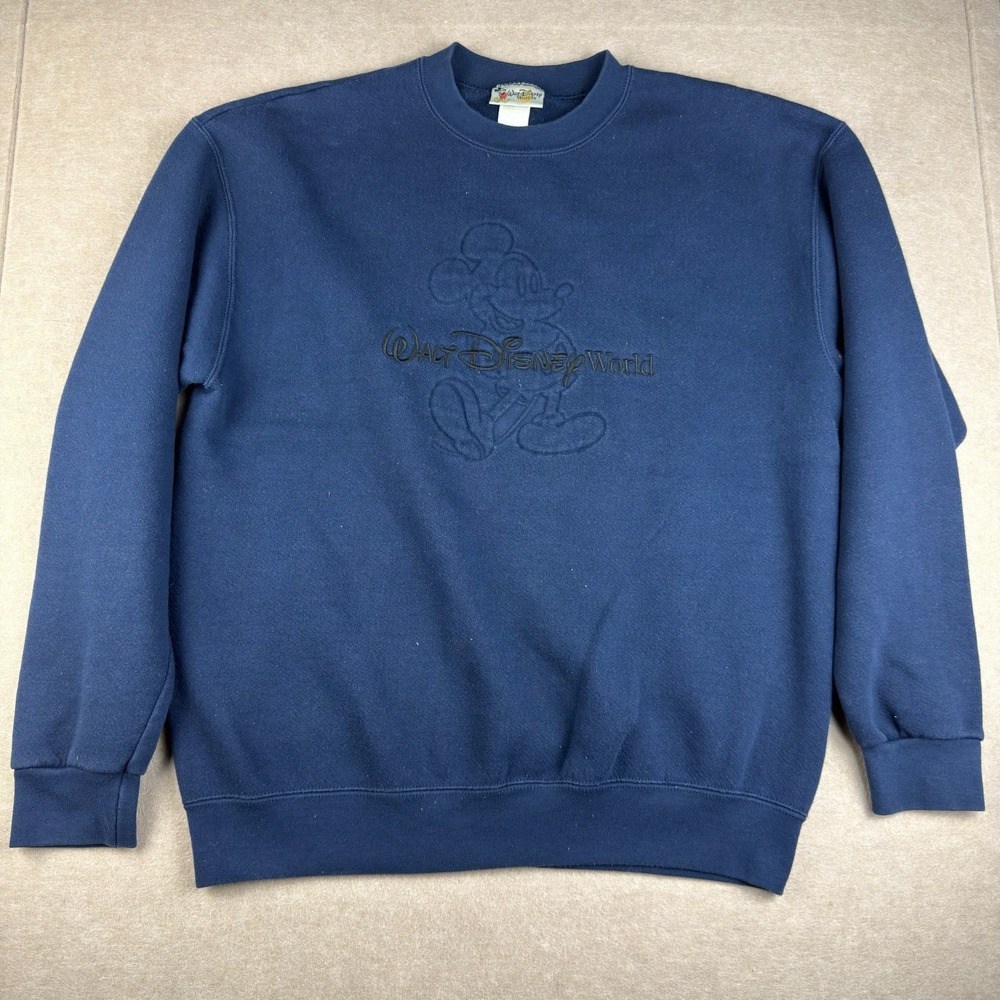 Vintage Walt‎ Disney World Sweatshirt Men's M Navy Blue Mickey Mouse Made USA